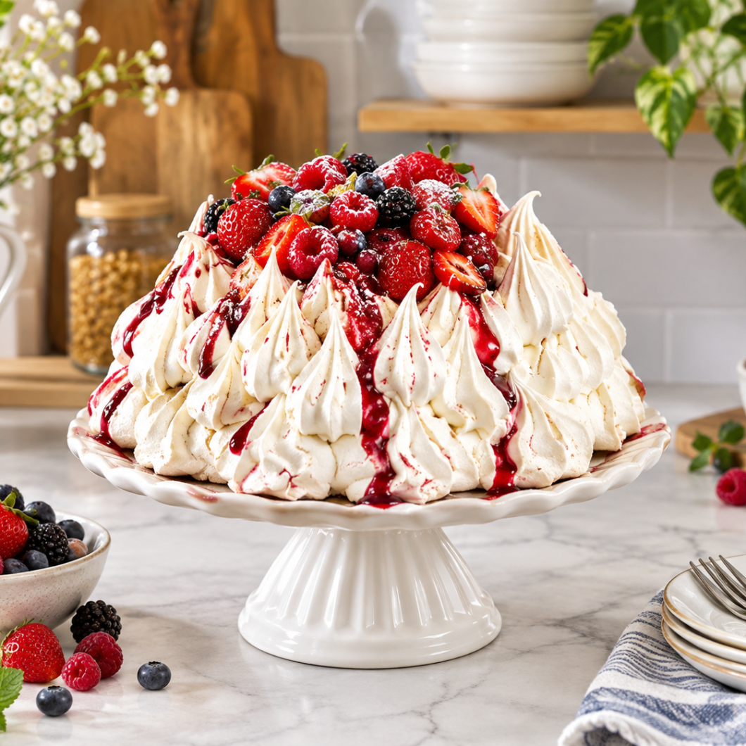 Air Fryer Vanilla Berry Pavlova
