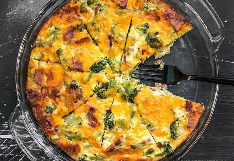 Broccoli Cheddar Cheese Crustless Quiche