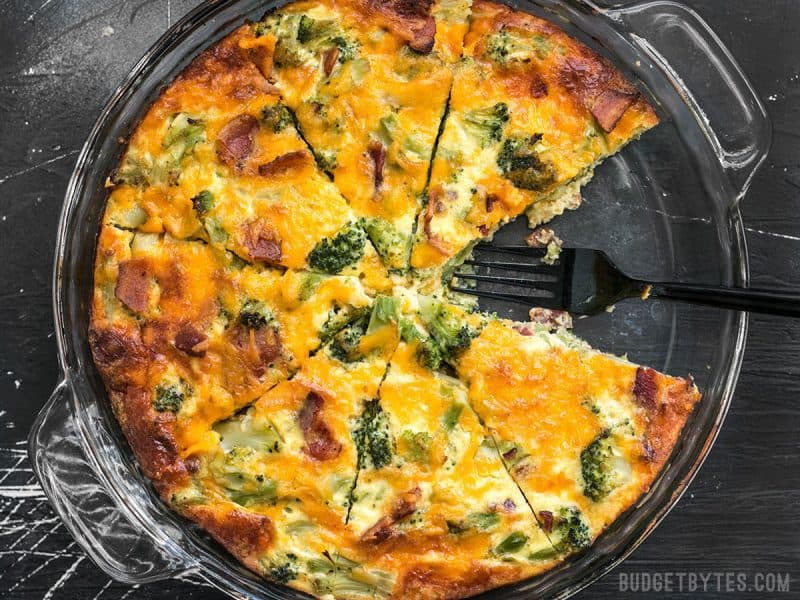 Broccoli Cheddar Cheese Crustless Quiche