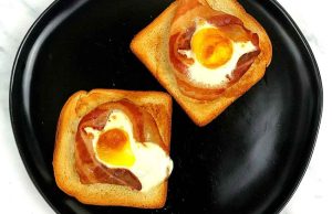 Air Fryer Eggs, Bacon and Toast