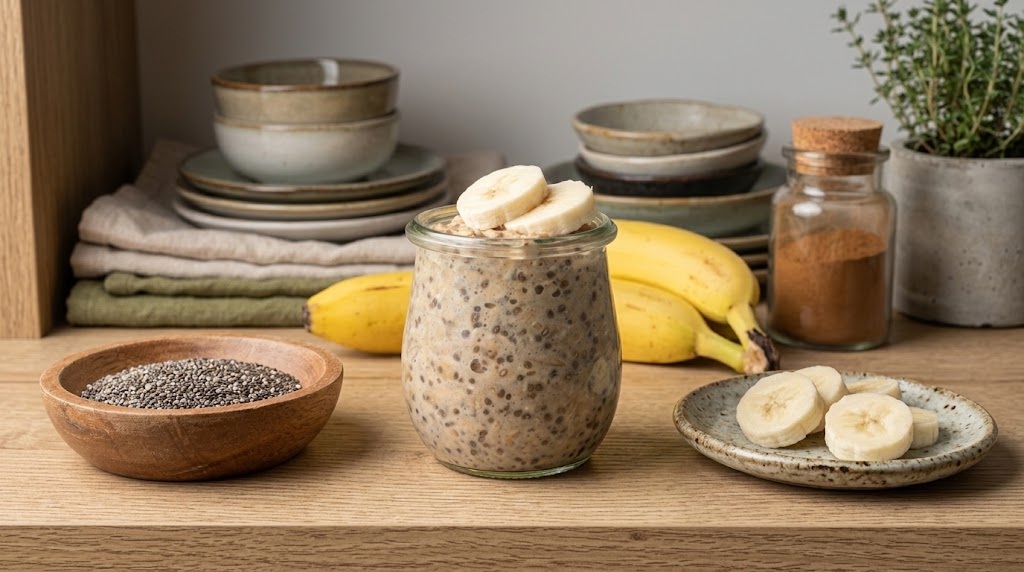 High Protein Banana Chia Oat Pudding